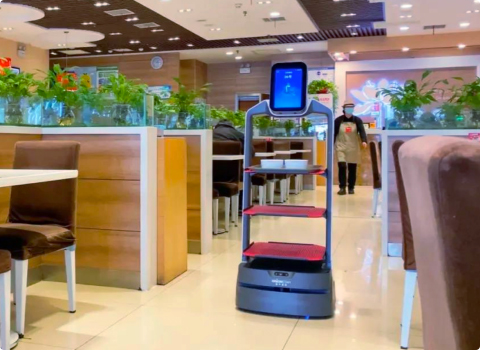 Greeting mode – diversified promotion  AI Delivery Robot has many ways to attract customers. It can greet customers at a fixed point, or move around to attract customers. It will display advertisements and recommend signature dishes when customers come closer. In short, there is no need to worry about attracting customers.  1639726870249688 Guidance mode – Leading customers to target tables