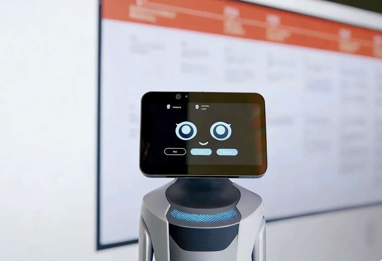 GreetingBot guiding in an arts centre