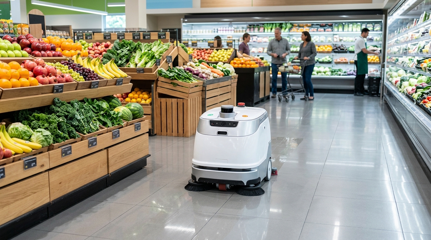 Elevating Retail Hygiene: Commercial Cleaning Robots For Supermarket Chains In Produce Departments