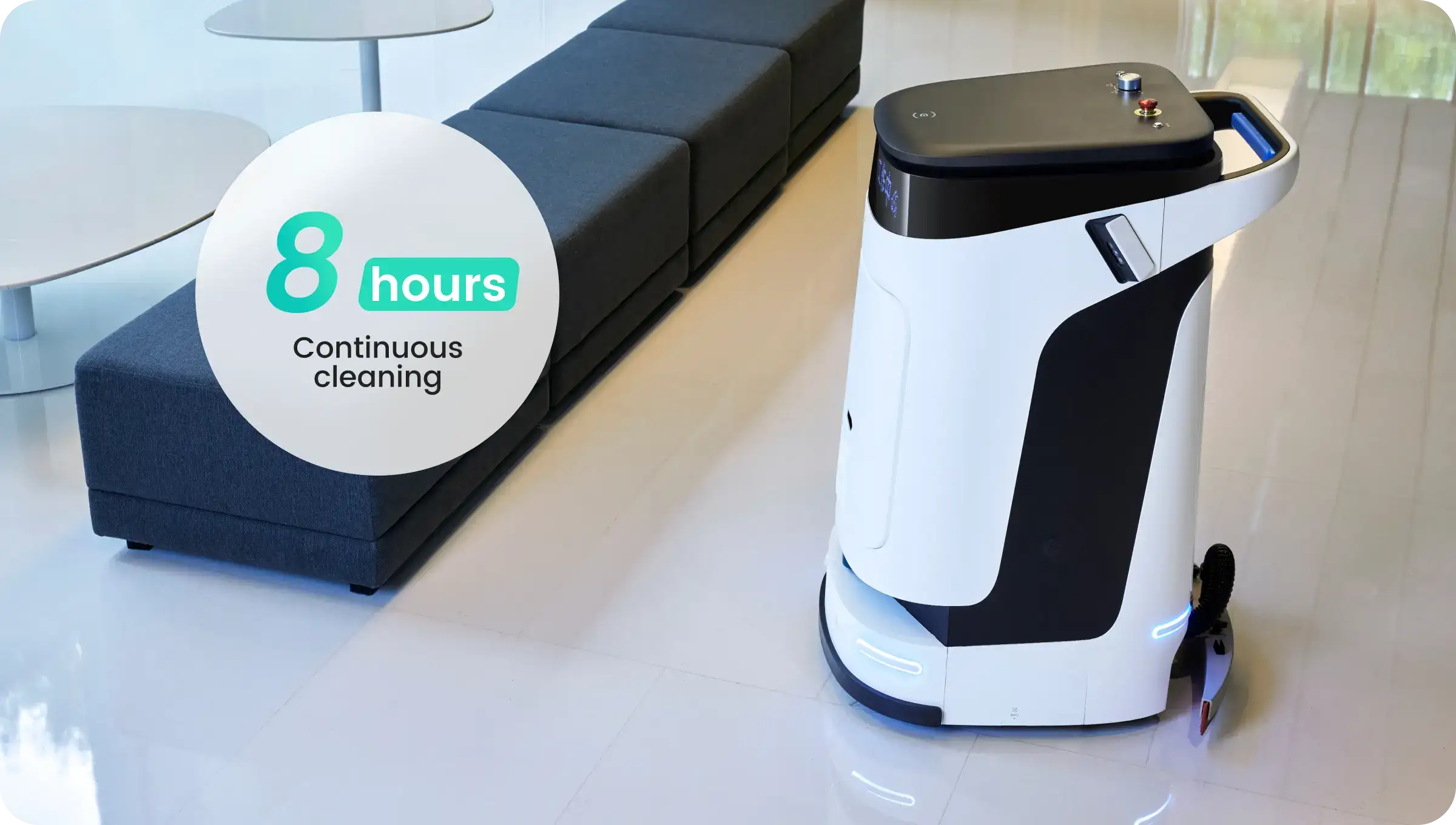 CleaniBot M1：コンパクト設計でオフィス清掃を最適化する自律走行ロボット